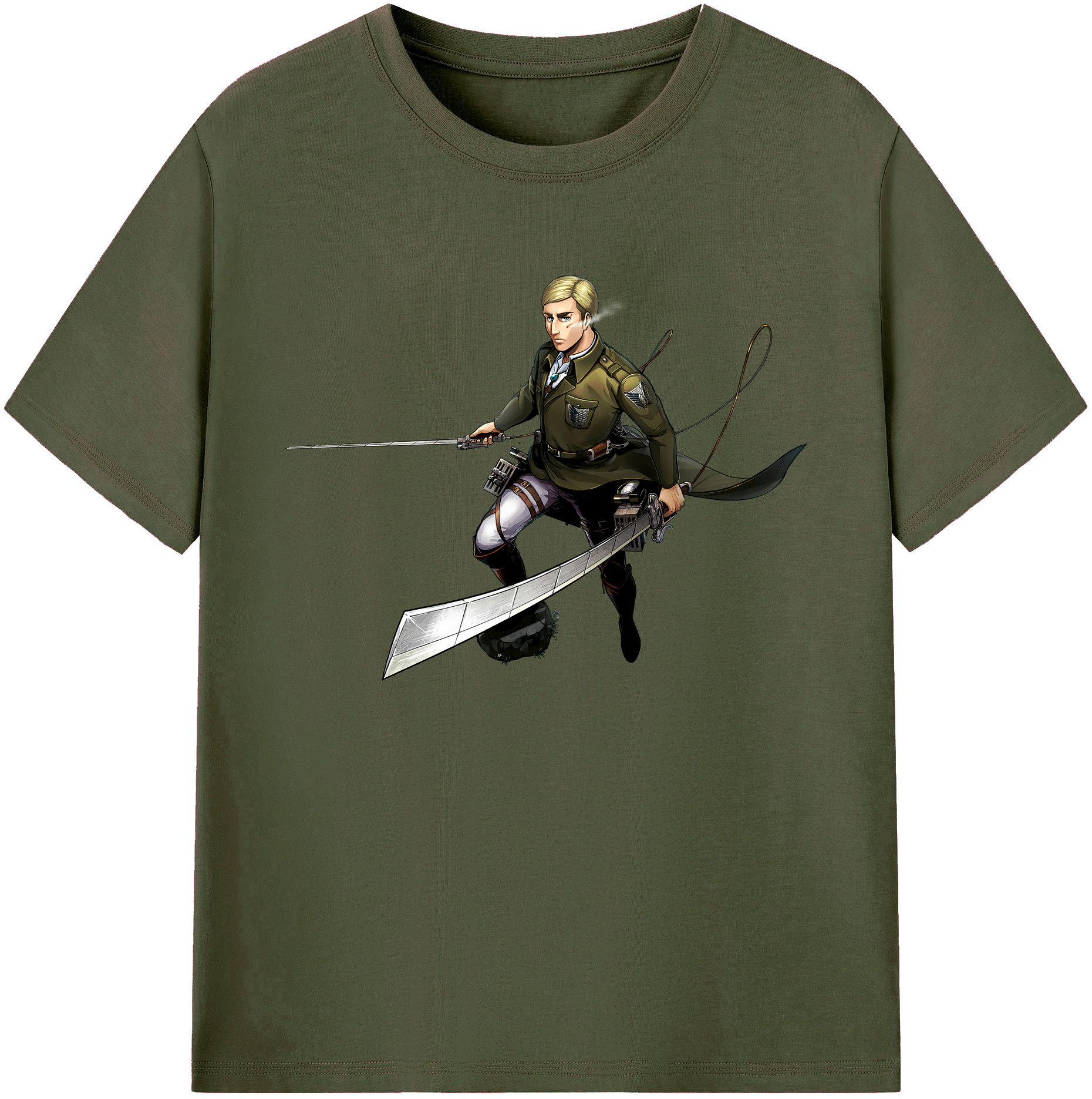 （画像用） 進撃の巨人 エルヴィン・スミス Attack on Titan Erwin Smith 綿100％ メンズ半袖Tシャツ｜肌触りやわらか＆通気性